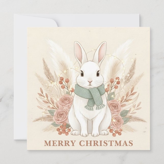Boho Bunny Christmas Julkort (Framsida)