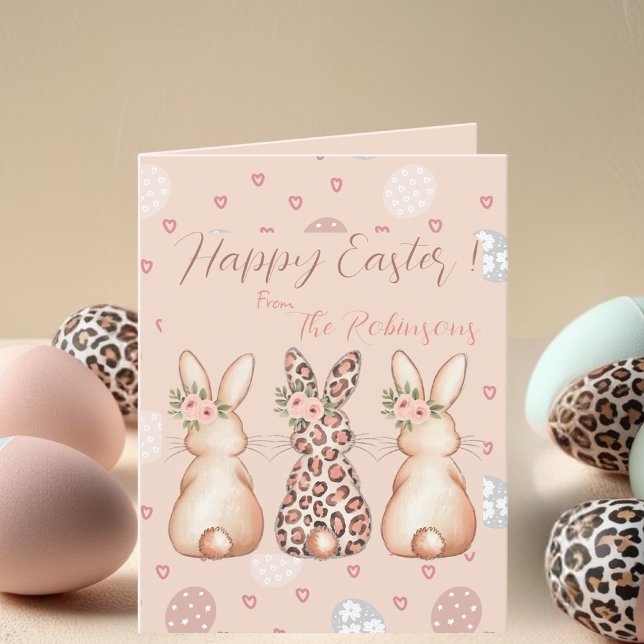 Boho Bunny Glad påsk anpassningsbar Helgkort (Boho Bunny Happy Easter custom Holiday Card)