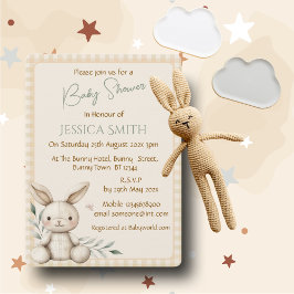 Boho Bunny Neutral Barnrumsinbjudan Inbjudningar