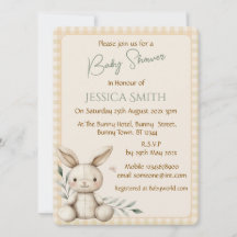 Boho Bunny Neutralt Baby Shower-inbjudan