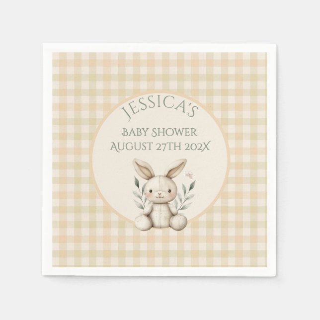 ~Boho Bunny Neutralt Baby Shower Pappersservett (Framsidan)