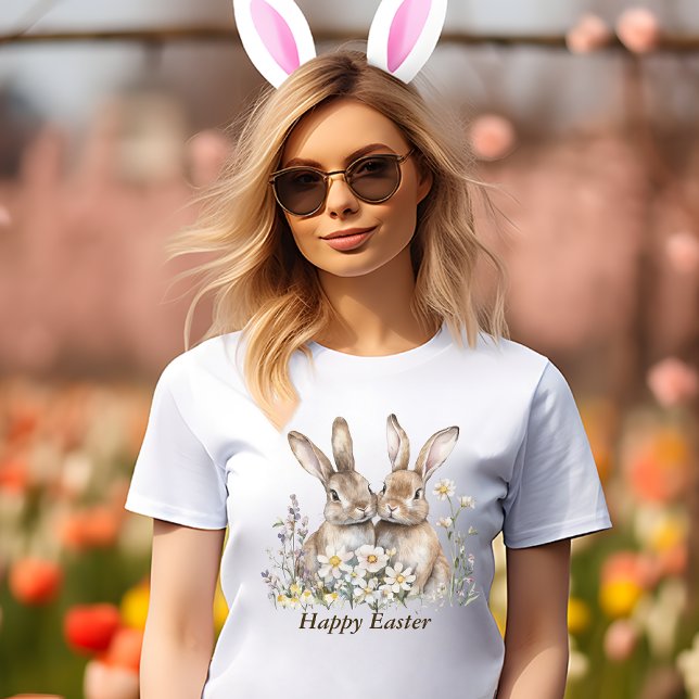 Boho Bunny och anpassningsbar Message Women's T Shirt (Boho Bunny and a custom Message woman's T-Shirt)