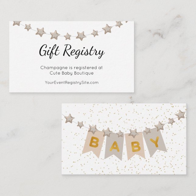 Boho Bunting Flaggor Baby Shower Gift Register Tilläggskort (Fram/baksida)