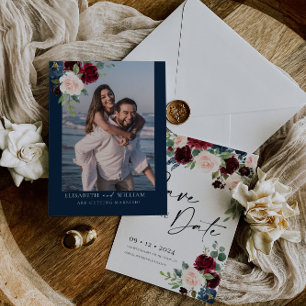Boho Burgunder och Blush Save the Date-inbjudan Inbjudningar