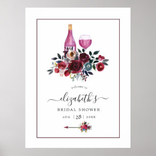 Boho Burgunder och Marin Välkomstskylt för Vinprov Poster