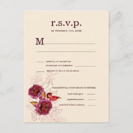 Boho Burgunder Rosa RSVP Vykort