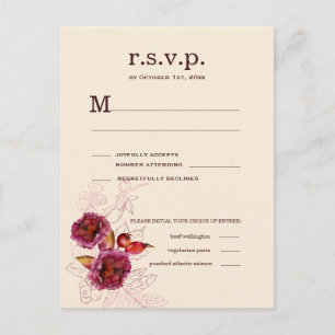 Boho Burgunder Rosa RSVP Vykort