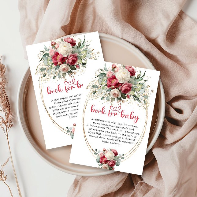 Boho Burgunder Rosensköt Greenery Blommig Bok Begä Tilläggskort (Boho Burgundy Blush Greenery Floral Book Request)