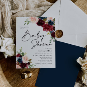 Boho Burgundy Baby Shower-inbjudan Inbjudningar