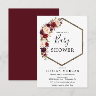 Boho Burgundy Baby Shower-inbjudningskort Inbjudningar
