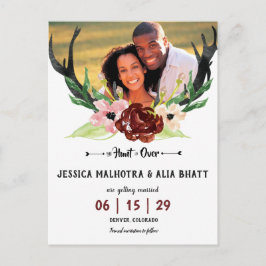 Boho Burgundy Blommiga Jakten Är Över Spara Datum Meddelande Vykort