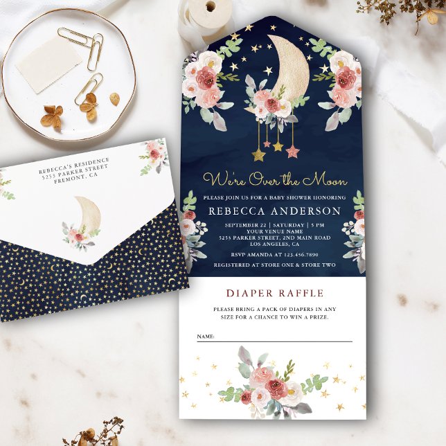 Boho Burgundy Blommiga Stjärnor Måne Marin Nyfödd  (Skapare uppladdad)