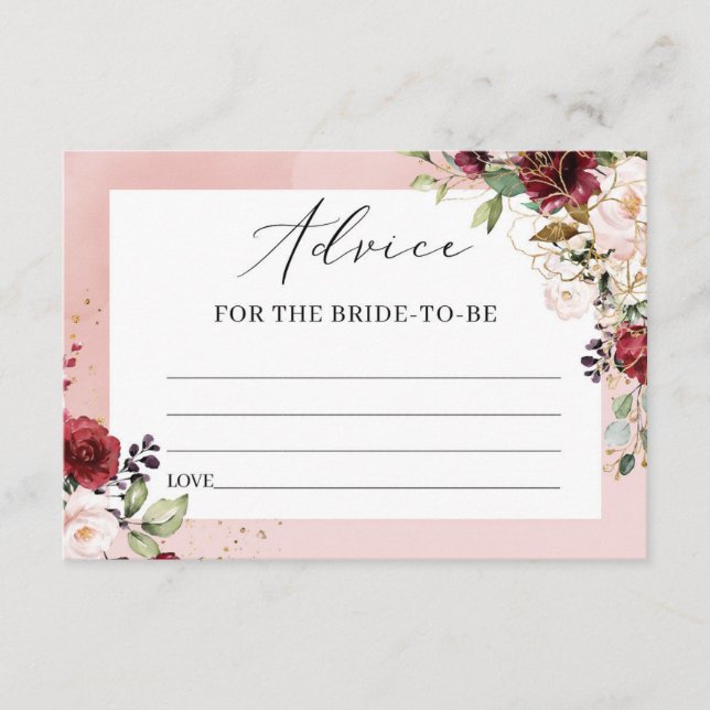 Boho Burgundy Blommigt Advice for the bride to be Tilläggskort (Framsida)
