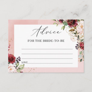 Boho Burgundy Blommigt Advice for the bride to be Tilläggskort