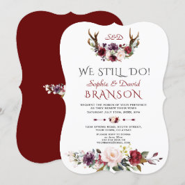 Boho Burgundy  Blommigt Antlers, VI GÖR FORTFARAND Inbjudningar