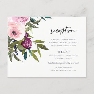 BOHO  BURGUNDY BLOMMIGT BUNCH WEDDING RECEPTION TILLÄGGSKORT