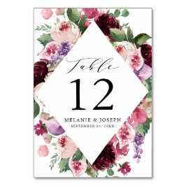 Boho Burgundy & Blommigt & Fruit Bröllop Bordsnummer