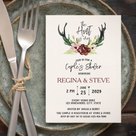 Boho Burgundy Blommigt Hunt är över Couple Shower Inbjudningar