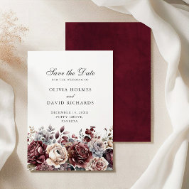Boho Burgundy &  Blommigt Spara datumkortet Spara Datumet