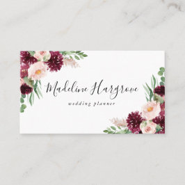 Boho Burgundy & Blommigt Visitkort