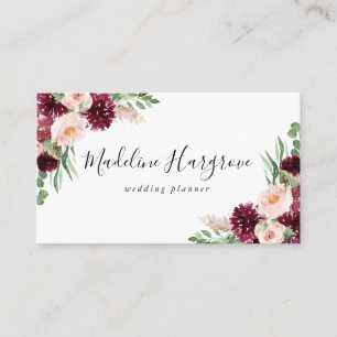 Boho Burgundy & Blommigt Visitkort