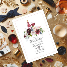 Boho Burgundy Blush Dusty Blue Wine Bachelorette Inbjudningar