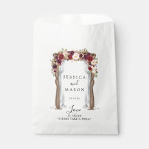 Boho Burgundy Bröllop Arch Favor Bags