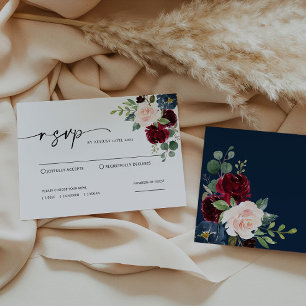 Boho Burgundy Bröllop OSA Card Anteckningskort