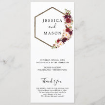 Boho Burgundy Bröllopsprogram