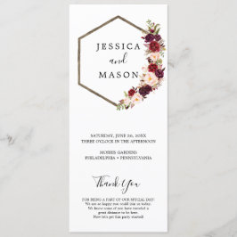 Boho Burgundy Bröllopsprogram Program