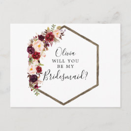 Boho Burgundy Brudtärna Förslag Kort