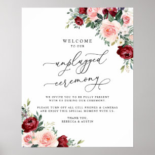 Boho Burgundy Ceremony Bröllop utan nätanslutning Poster