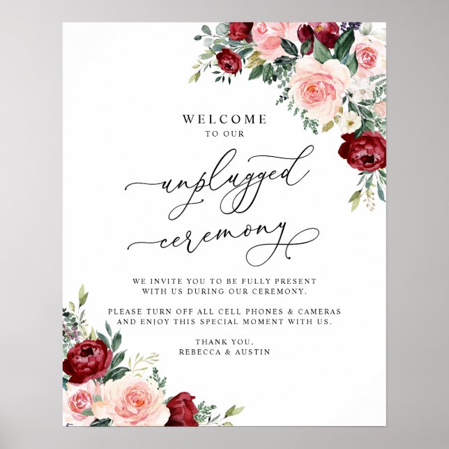 Boho Burgundy  Ceremony Bröllop utan nätanslutning Poster (Framsidan)