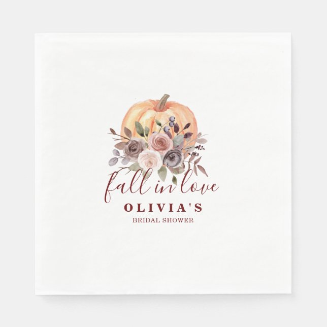 Boho Burgundy fall blommigt Pumpkin Möhippa Pappersservett (Framsidan)