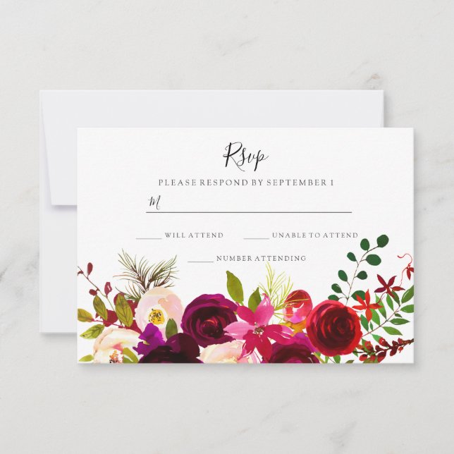 Boho Burgundy Flowers Vår Autumn Bröllop OSA (Framsida)