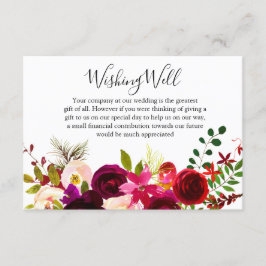 Boho Burgundy Flowers Vår bröllop Wishing well Tilläggskort