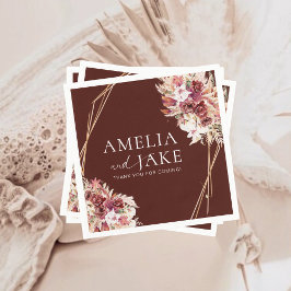 Boho Burgundy & Gold Frame Wedding Pappersservett