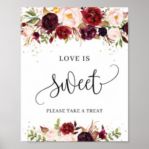 Boho burgundy marsala guld chic kärlek är ett sött poster