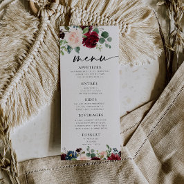 Boho Burgundy Menu Meny