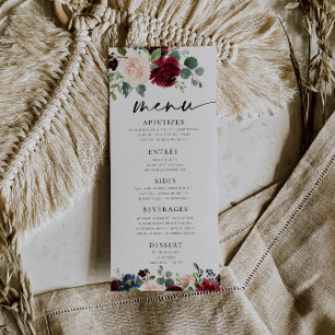 Boho Burgundy  Menu Meny