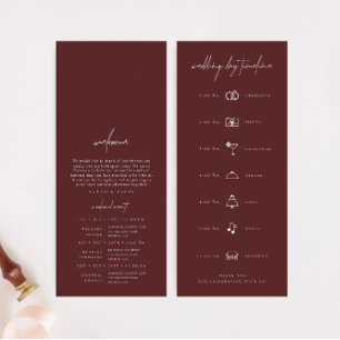 Boho Burgundy Modern Bröllopsdag Timeline