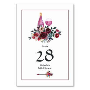 Boho Burgundy och Navy Vin Tasting Bordsnummer