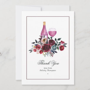 Boho Burgundy och Navy Vinprovning Bröllopsdusch Tack Kort
