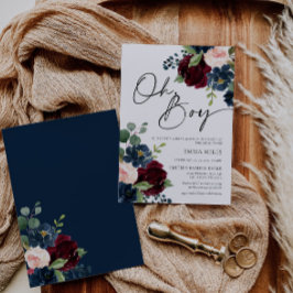 Boho Burgundy Oh Boy Baby Shower-inbjudan Inbjudningar