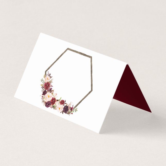 Boho Burgundy Platskort Visitkort (Framsida)