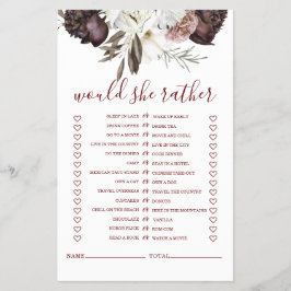 Boho Burgundy Ro faller Möhippa Game Flyer