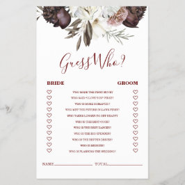 Boho Burgundy Ro faller Möhippa Game Flyer
