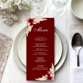 Boho Burgundy Ro och Pampas Grass Meny