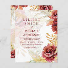 BOHO Burgundy Ro Pampas Grass Bröllop