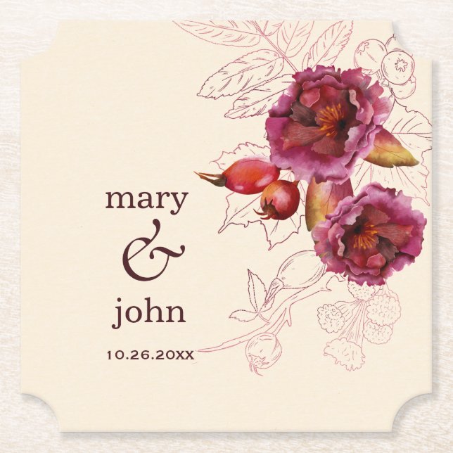 Boho Burgundy Ro Tracery Underlägg Papper (Framsida)